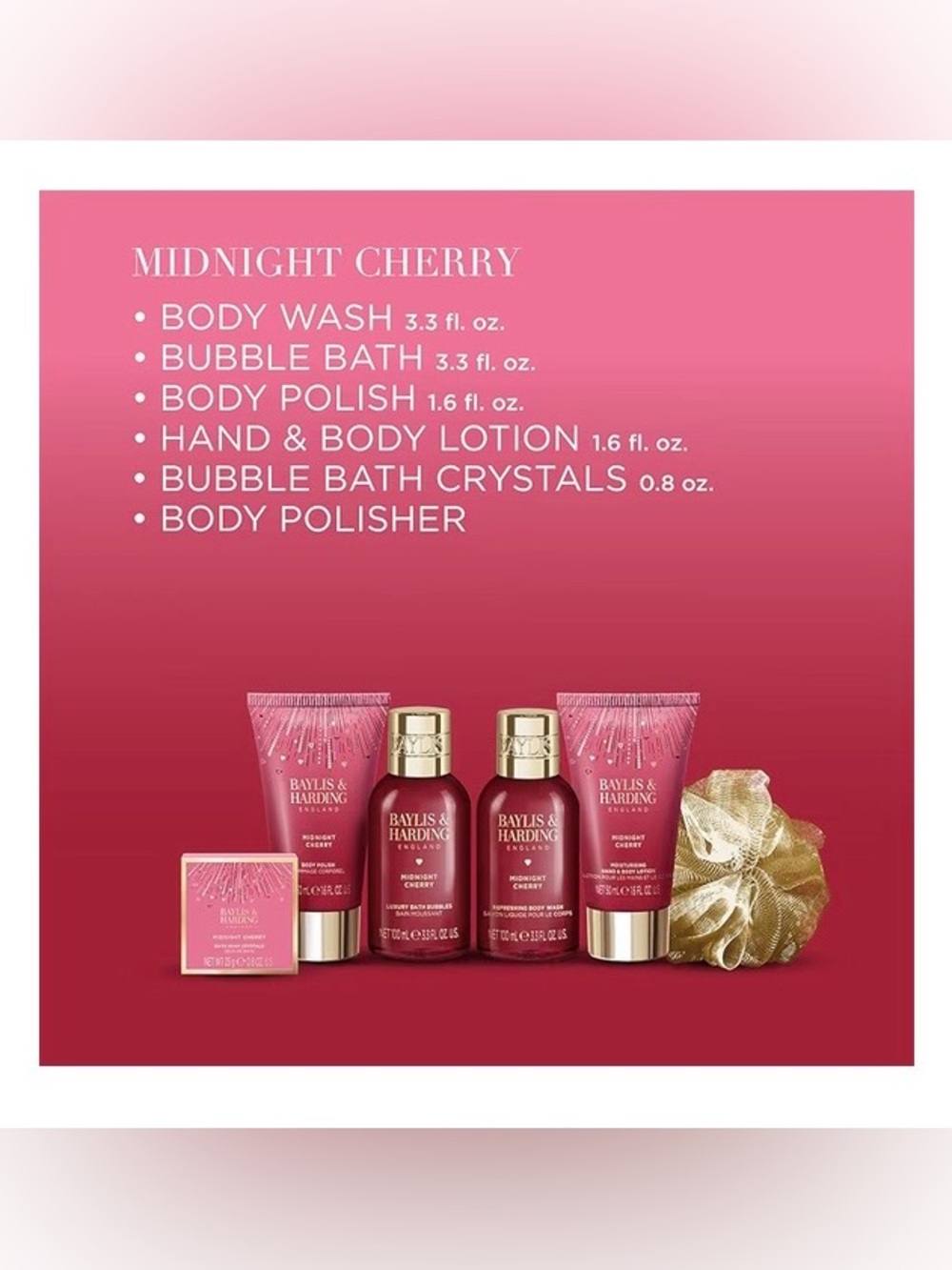 Baylis & Harding Midnight Cherry Luxury Pamper Present Gift Set For Women - Picture 2 of 6
